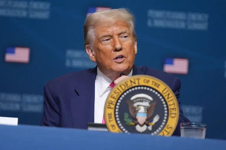 President Donald Trump speaking on economic and trade policy. Source: Al Jazeera
