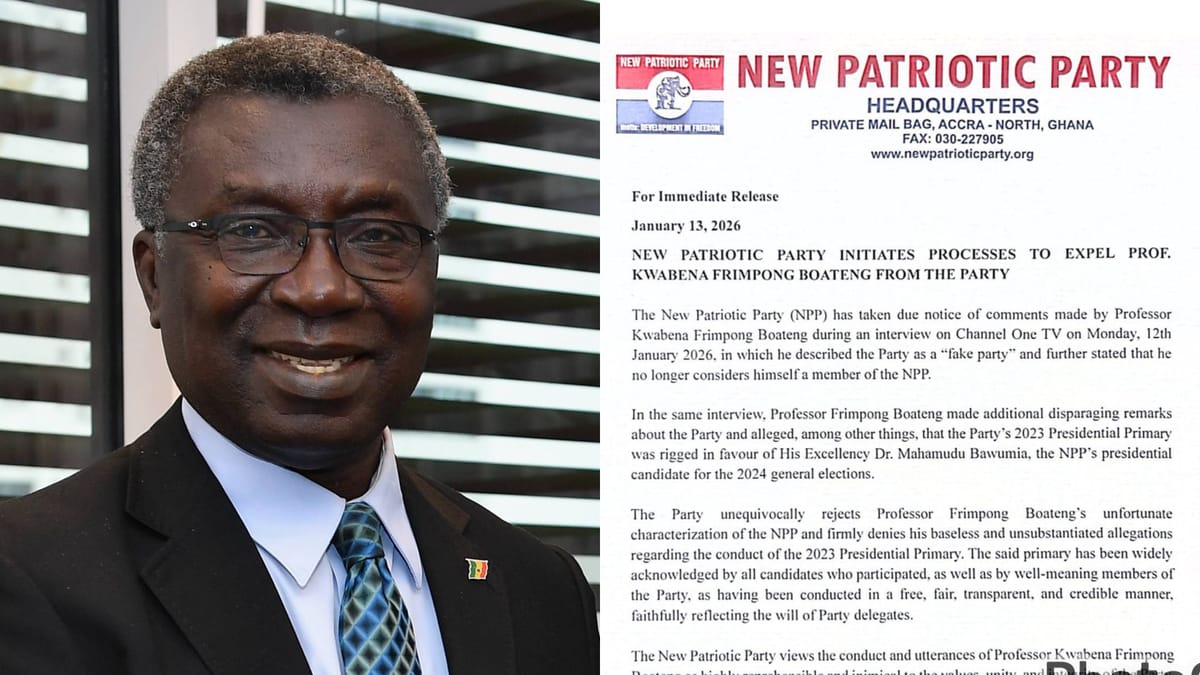 NPP Initiates Process to Expel Prof. Kwabena Frimpong Boateng