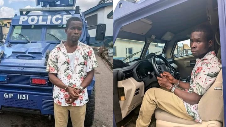 Man Arrested for Stealing Police Armoured Vehicle at Nkawie Market
