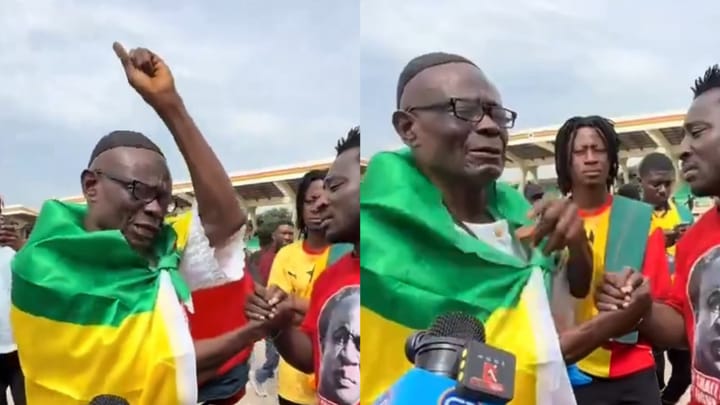 Angry protestor being interviewed